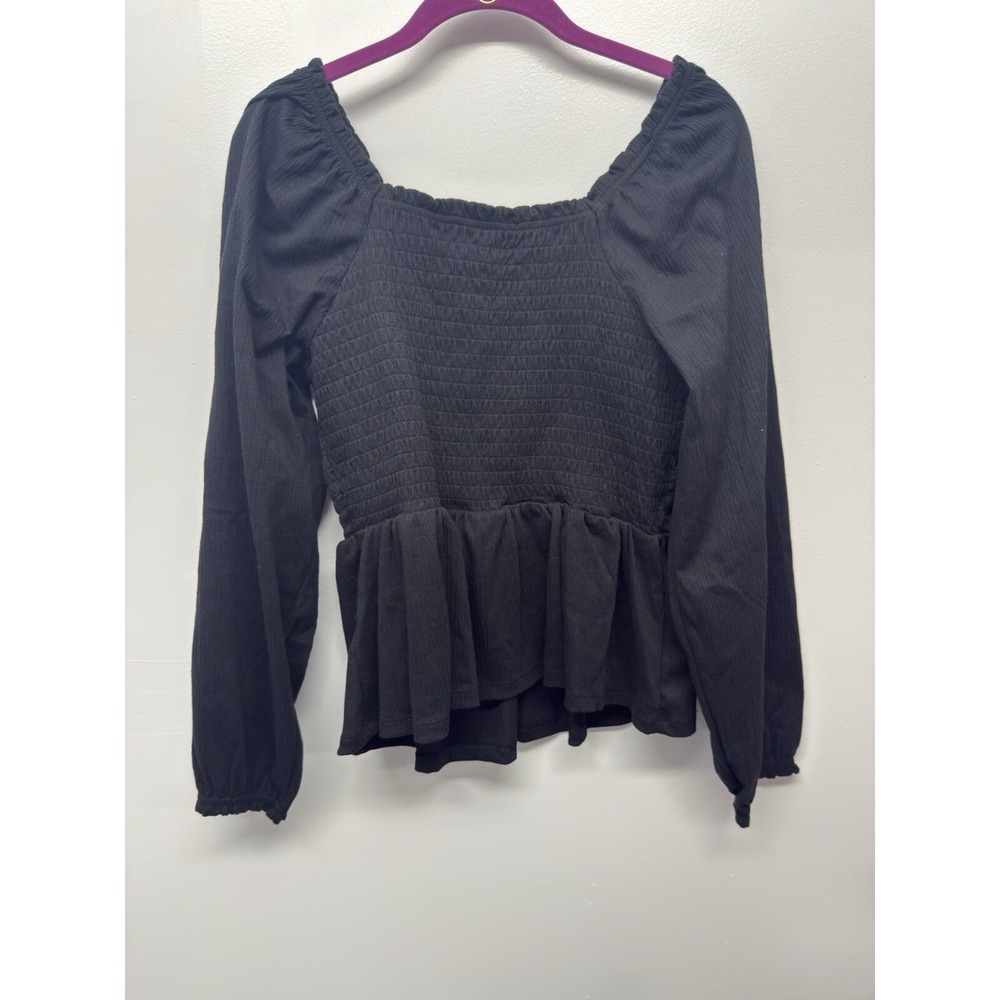 New‎ OLD NAVY Long-Sleeve Smocked Peplum Top V-neck Sz Medium #21 - Picture 5 of 7